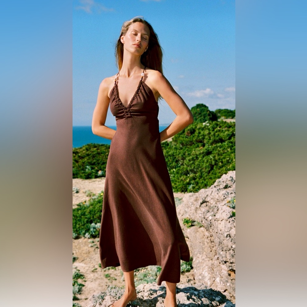 Zara Chocolate Brown Maxi Dress size M